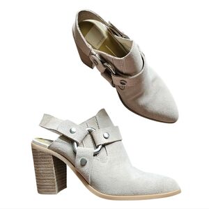 Dolce Vita Leather Rango Women's Tan Slip-On Heel Block Loafers Size 7.5